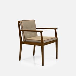 Chaise Bridge Aurora par Zelder en bois hêtre naturel et revètement tissu coloris beige fumé