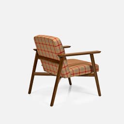 Fauteuil May Accoudoirs par Zelder en hêtre naturel et tissu coloris terra rosa
