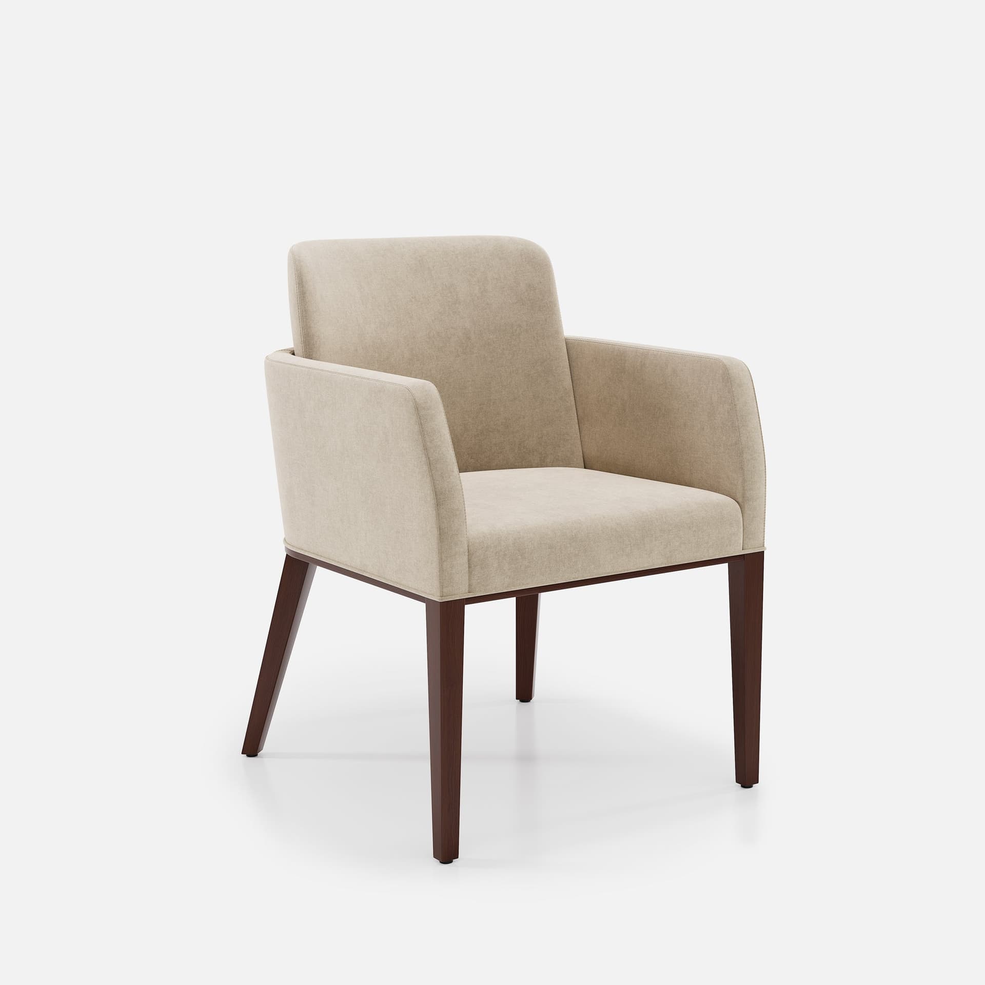 Chaise Accoudoirs Amelia par Zelder en bois hêtre naturel et revètement tissu coloris beige fumé