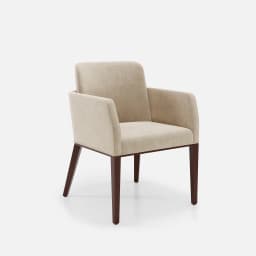 Chaise Accoudoirs Amelia par Zelder en bois hêtre naturel et revètement tissu coloris beige fumé