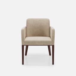 Chaise Accoudoirs Amelia par Zelder en hêtre naturel et tissu coloris taupe