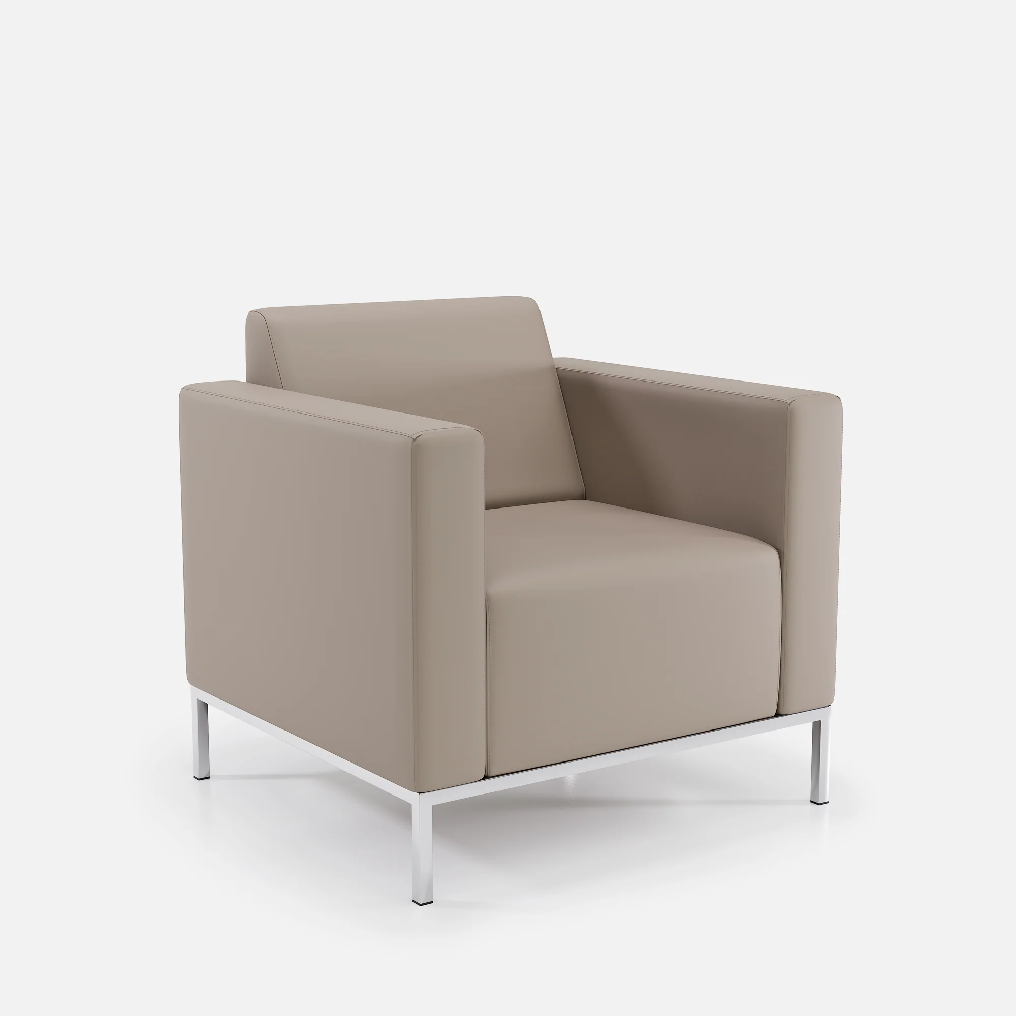 Fauteuil Fixe Caro par Zelder en revètement simili et couleur blanc cassé