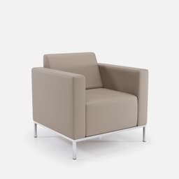 Fauteuil Fixe Caro par Zelder en revètement simili et couleur blanc cassé