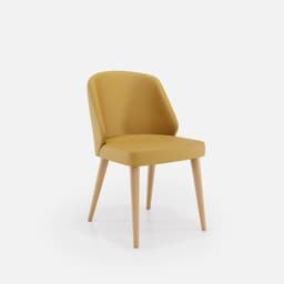 Chaise Chantale Sans Accoudoirs par Zelder en merisier classique et tissu coloris bleu canard