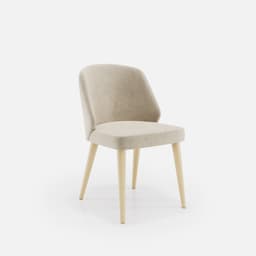 Chaise Chantale Sans Accoudoirs par Zelder en merisier classique et tissu coloris cendre