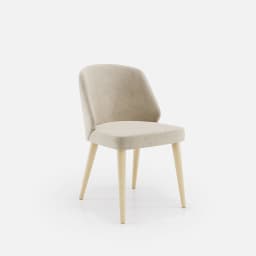 Chaise Chantale Sans Accoudoirs par Zelder en merisier classique et tissu coloris cendre