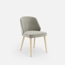 Chaise Chantale Sans Accoudoirs par Zelder en noyer clair et tissu coloris taupe