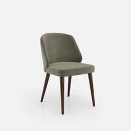 Chaise Chantale Sans Accoudoirs par Zelder en noyer clair et tissu coloris gris perle