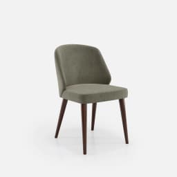 Chaise Chantale Sans Accoudoirs par Zelder en noyer clair et tissu coloris gris perle