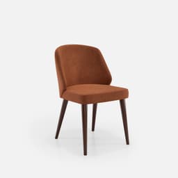 Chaise Chantale Sans Accoudoirs par Zelder en merisier classique et tissu coloris terra rosa