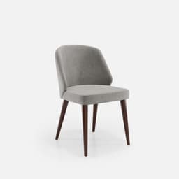 Chaise Chantale Sans Accoudoirs par Zelder en noyer clair et tissu coloris bleu canard