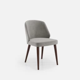 Chaise Chantale Sans Accoudoirs par Zelder en noyer clair et tissu coloris bleu canard