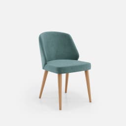 Chaise Chantale Sans Accoudoirs par Zelder en noyer et tissu coloris beige fumé