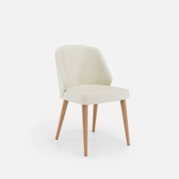 Chaise Chantale Sans Accoudoirs par Zelder en noyer clair et tissu coloris cendre