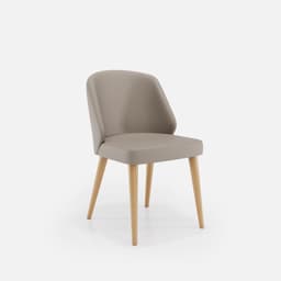 Chaise Chantale Sans Accoudoirs par Zelder en merisier classique et tissu coloris beige fumé