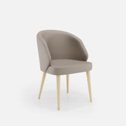 Chaise Bergere Chantale par Zelder en noyer clair et tissu coloris terra rosa