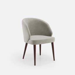 Chaise Bergere Chantale par Zelder en noyer clair et tissu coloris gris perle