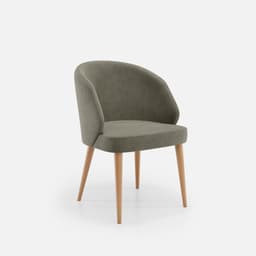 Chaise Bergere Chantale par Zelder en merisier classique et tissu coloris beige fumé