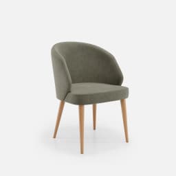 Chaise Bergere Chantale par Zelder en merisier classique et tissu coloris beige fumé