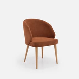 Chaise Bergere Chantale par Zelder en noyer et tissu coloris beige fumé