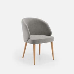 Chaise Bergere Chantale par Zelder en noyer clair et tissu coloris bleu canard