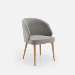 Chaise Bergere Chantale par Zelder en noyer clair et tissu coloris bleu canard