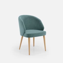 Chaise Bergere Chantale par Zelder en merisier classique et tissu coloris cendre