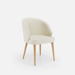 Chaise Bergere Chantale par Zelder en noyer clair et tissu coloris cendre