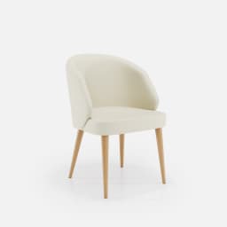 Chaise Bergere Chantale par Zelder en noyer clair et tissu coloris cendre