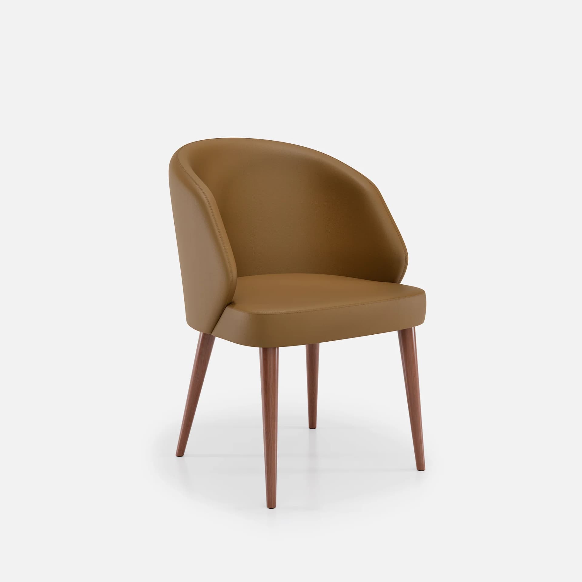 Chaise Bergere Chantale par Zelder en bois hêtre naturel et revètement tissu coloris beige fumé