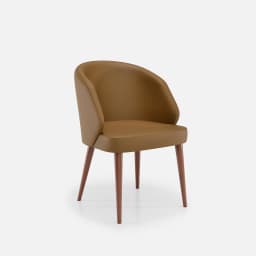 Chaise Bergere Chantale par Zelder en bois hêtre naturel et revètement tissu coloris beige fumé