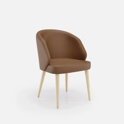 Chaise Bergere Chantale par Zelder en merisier classique et tissu coloris taupe