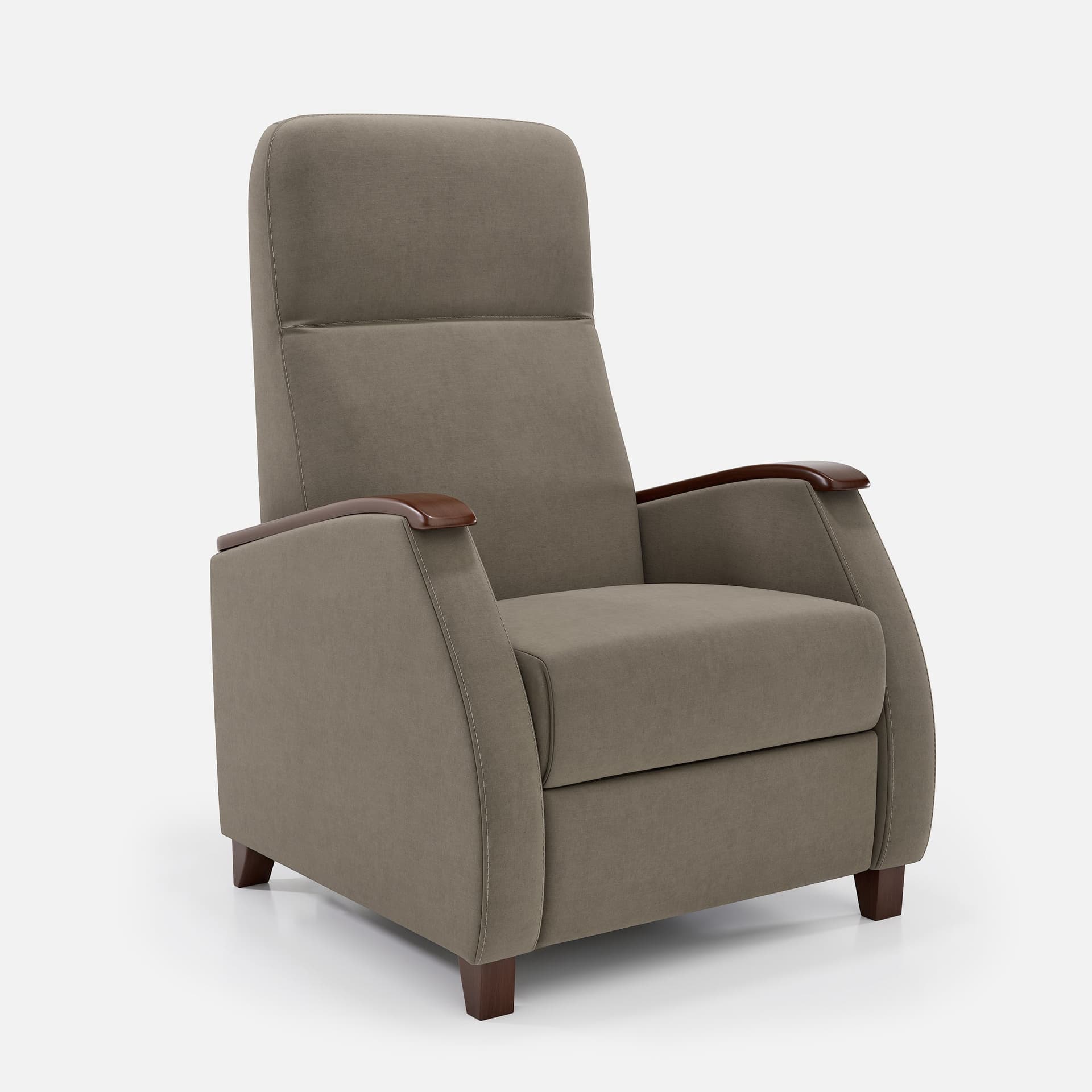 Fauteuil Milo Small Relax Manuel par Zelder en bois hêtre naturel et revètement tissu coloris gris clair