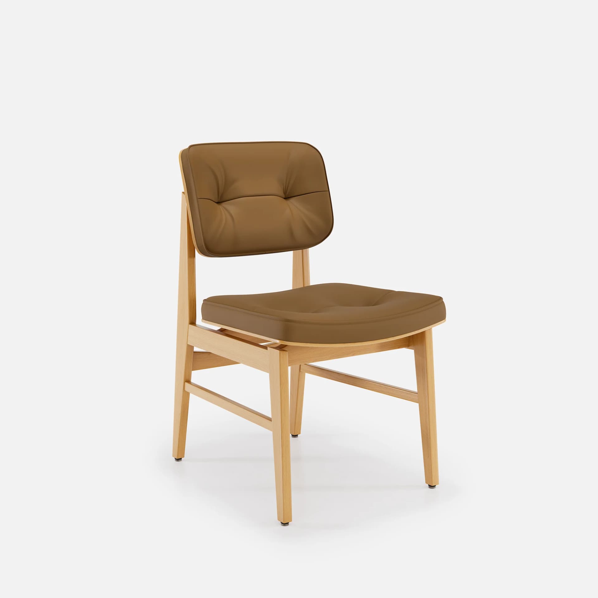 Chaise Denise Sans Accoudoirs par Zelder en bois hêtre naturel et revètement tissu coloris beige fumé