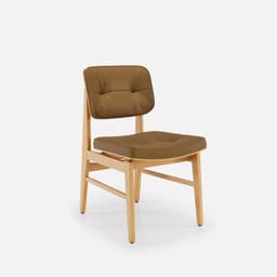 Chaise Denise Sans Accoudoirs par Zelder en bois hêtre naturel et revètement tissu coloris beige fumé