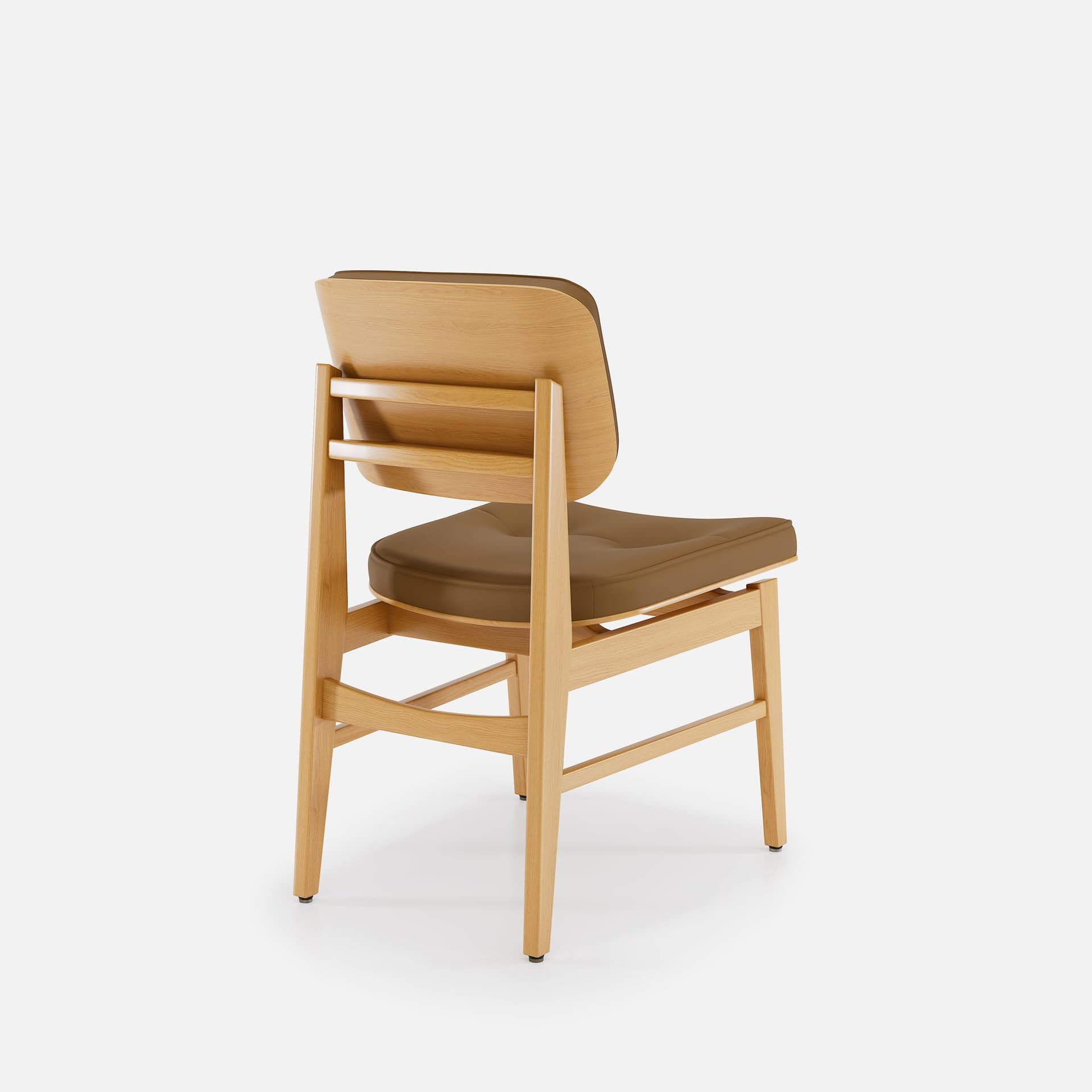 Chaise Denise Sans Accoudoirs par Zelder en hêtre naturel et tissu coloris cendre