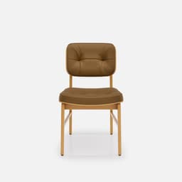 Chaise Denise Sans Accoudoirs par Zelder en hêtre naturel et tissu coloris taupe