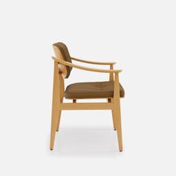 Chaise Bridge Denise par Zelder en hêtre naturel et tissu coloris taupe