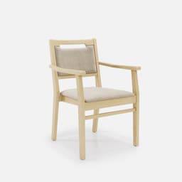 Chaise Accoudoirs Liza par Zelder en noyer et tissu coloris gris perle