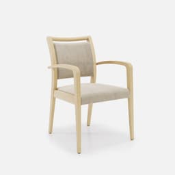 Chaise Accoudoirs Julia par Zelder en noyer et tissu coloris gris perle