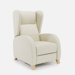 Fauteuil Relax Manuel Pablo par Zelder en noyer clair et tissu coloris ocre