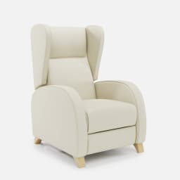 Fauteuil Relax Manuel Pablo par Zelder en noyer clair et tissu coloris ocre