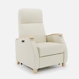 Fauteuil Milo Small Releveur par Zelder en noyer clair et tissu coloris ocre