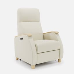 Fauteuil Milo Small Releveur par Zelder en noyer clair et tissu coloris ocre