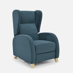 Fauteuil Relax Manuel Pablo par Zelder en noyer clair et tissu coloris gris clair