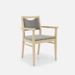 Chaise Accoudoirs Mila par Zelder en noyer et tissu coloris bleu canard