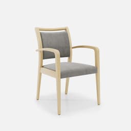 Chaise Accoudoirs Julia par Zelder en noyer et tissu coloris bleu canard