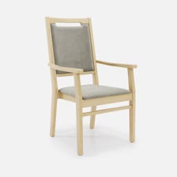Chaise Accoudoirs Liza Haut Dossier par Zelder en noyer clair et tissu coloris bleu canard