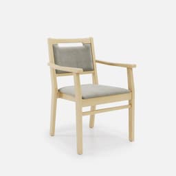 Chaise Accoudoirs Liza par Zelder en noyer et tissu coloris bleu canard