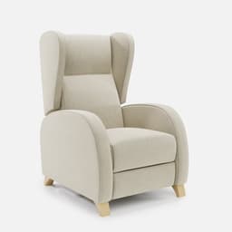 Fauteuil Relax Manuel Pablo par Zelder en hêtre naturel et simili coloris blanc cassé